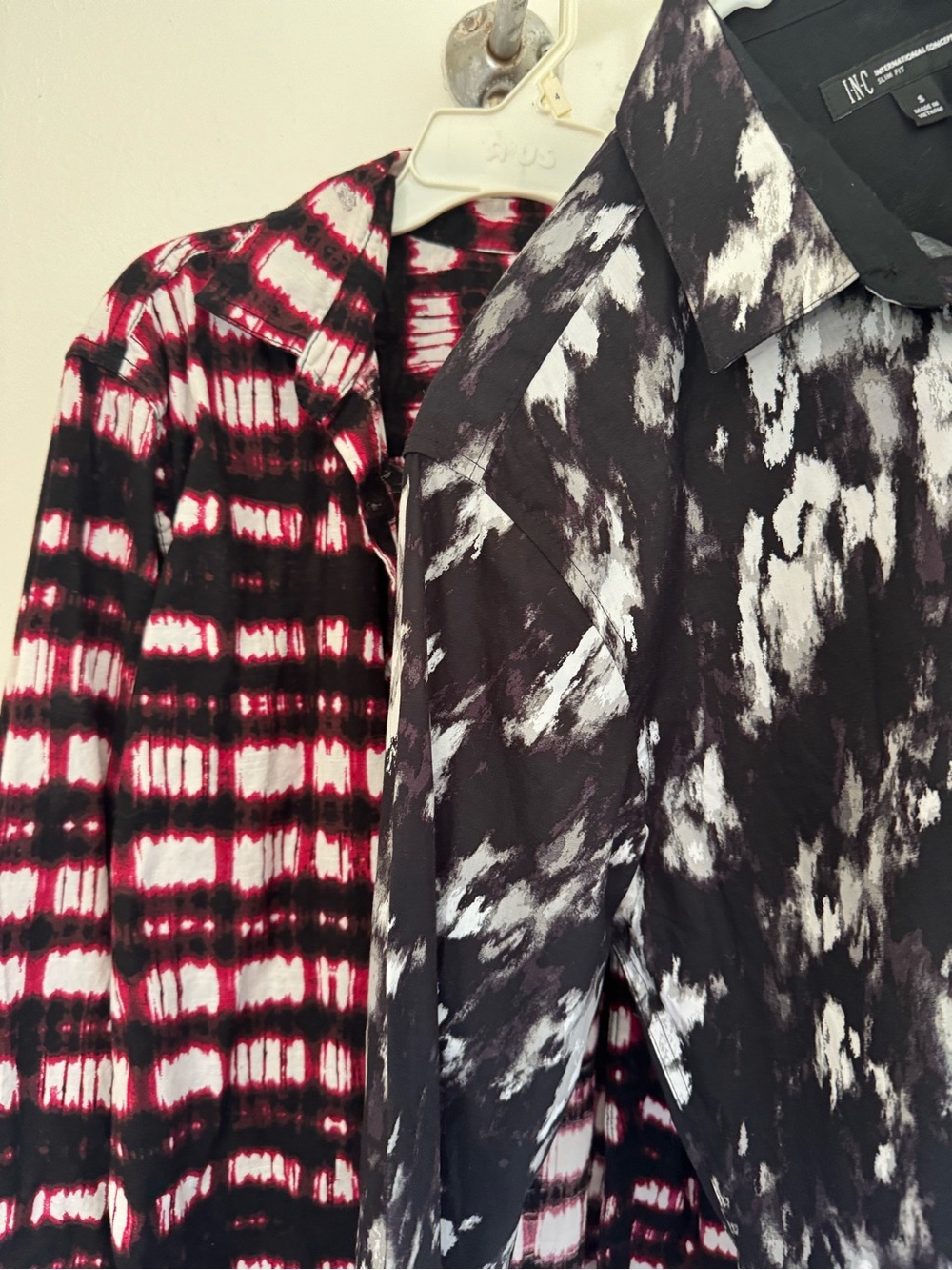 INC International Concepts Two-Print Button-Down Shirt Set in Black, White & Red